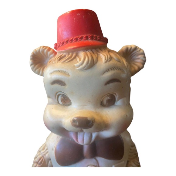 Rubber Squeak Toy Bear Edward Mobley Co Hat Tie Vest Works Vintage READ - Picture 3 of 11